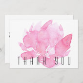Roze Waterverf Bloemenbegrafenis Dank u Bedankkaart (Voorkant / Achterkant)