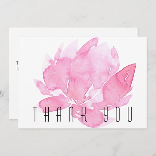 Roze Waterverf Bloemenbegrafenis Dank u Bedankkaart (Voorkant / Achterkant)