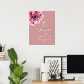 Roze Waterverf Bloemenbevestiging Welkomstbord Poster (Thuiskantoor)