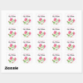 Roze Waterverf Bloemenbibliotheek Boekplaat Vierkante Sticker (Vel)