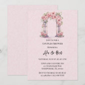 Roze Waterverf Bloemenboog Kerkparen Douche Kaart (Voorkant / Achterkant)