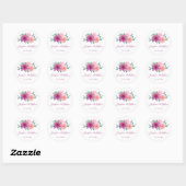 Roze Waterverf bloemenbruiloft Ronde Sticker (Vel)