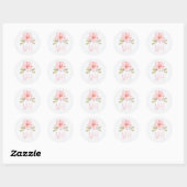 Roze Waterverf bloemenbruiloft Ronde Sticker (Vel)