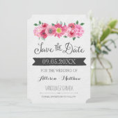 Roze Waterverf Bloemenbruiloft Save the Date Kaart (Staand voorkant)