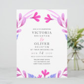 Roze Waterverf Bloemenbruiloft Uitnodigingen (Staand voorkant)