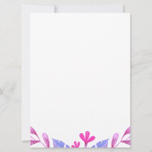 Roze Waterverf Bloemenbruiloft Uitnodigingen (Achterkant)