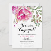 Roze waterverf bloemenbruiloft verlovingsfeest kaart (Voorkant)