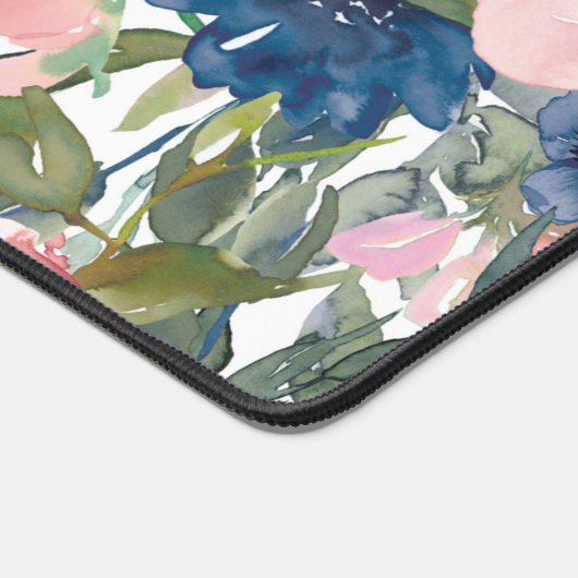 Roze Waterverf Bloemenbureau Mat en aangepaste naa (Hoek)