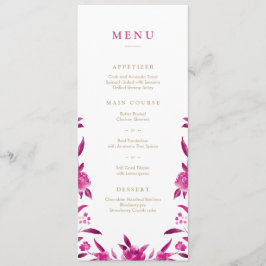 Roze Waterverf bloemenChinoiserie Bruiloft menu
