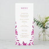 Roze Waterverf bloemenChinoiserie Bruiloft menu (Staand voorkant)