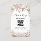 Roze Waterverf Bloemencode QR Code Huwelijksreacti Informatiekaartje (Voorkant)