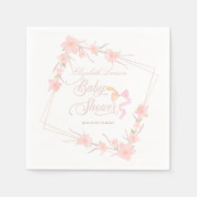 Roze Waterverf bloemenelegant Baby shower