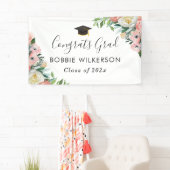 Roze Waterverf Bloemengraad Party Spandoek (Insitu)