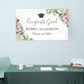 Roze Waterverf Bloemengraad Party Spandoek (Beurs)