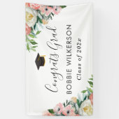 Roze Waterverf Bloemengraad Party Spandoek (Verticaal)