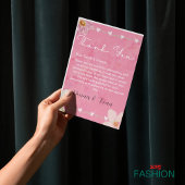 Roze Waterverf Bloemenillustratie Huwelijk Bedankkaart