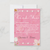 Roze Waterverf Bloemenillustratie Huwelijk Bedankkaart (Voorkant)