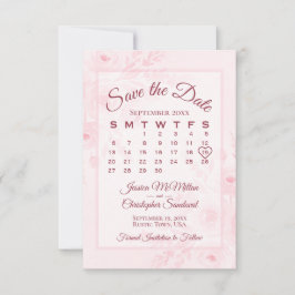Roze Waterverf Bloemenkalender Trouw  Save The Date