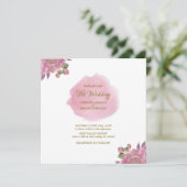 Roze Waterverf Bloemenklassieker Elegante bruiloft Kaart (Staand voorkant)