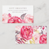 Roze waterverf bloemenkrans cadeau registratiekaar informatiekaartje (Voorkant / Achterkant)