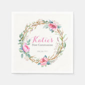 Roze Waterverf Bloemenkrans Party servetten (Voorkant)