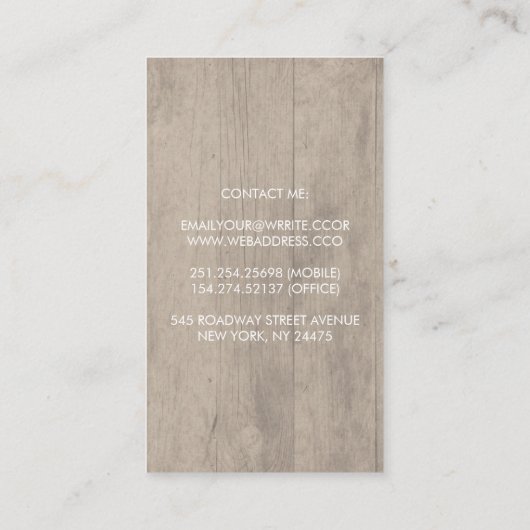 Roze Waterverf Bloemenkrans Rustiek Hout en Kant Visitekaartje (Achterkant)