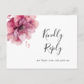 Roze Waterverf Bloemenlied Verzoek RSVP Briefkaart (Voorkant)