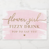 Roze Waterverf Bloemenmeisje Voorstel Etiket (Enkel label)