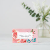 Roze Waterverf bloemenmotief bloemenwinkel Visitekaartje (Staand voorkant)