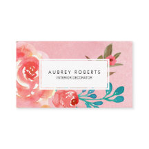 Roze Waterverf bloemenmotief bloemenwinkel