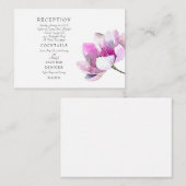 Roze Waterverf Bloemenontvangst. Cash Bar bruiloft Informatiekaartje (Voorkant / Achterkant)