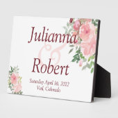 Roze waterverf bloemenplaque fotoplaat (Zijkant)
