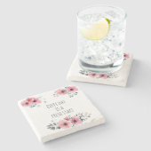  roze Waterverf bloemenpositieve typografie Stenen Onderzetter (Zijkant)