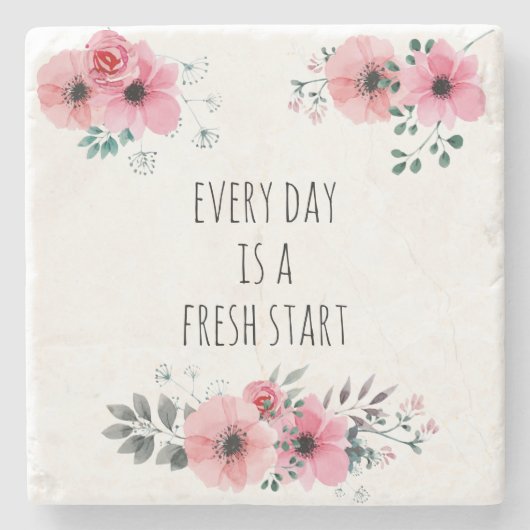  roze Waterverf bloemenpositieve typografie Stenen Onderzetter (Voorkant)