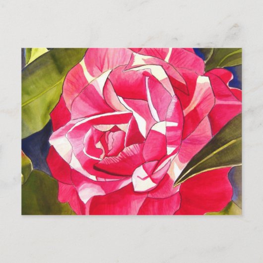 Roze waterverf bloemenschilderij van Camellia Briefkaart (Voorkant)