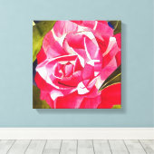 Roze waterverf bloemenschilderij van Camellia Canvas Afdruk (Insitu (Houten vloer))