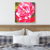 Roze waterverf bloemenschilderij van Camellia Canvas Afdruk (Insitu (Slaapkamer))