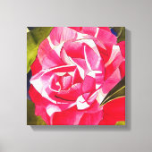 Roze waterverf bloemenschilderij van Camellia Canvas Afdruk (Voorkant)