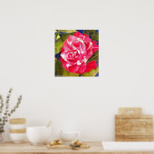 Roze waterverf bloemenschilderij van Camellia Poster (Keuken)