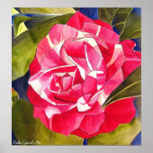 Roze waterverf bloemenschilderij van Camellia Poster (Voorkant)