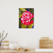 Roze waterverf bloemenschilderij van Camellia Poster (Keuken)