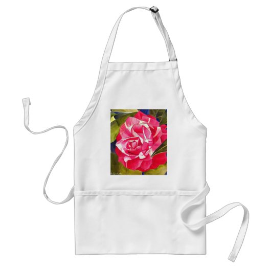 Roze waterverf bloemenschilderij van Camellia Standaard Schort (Voorkant)