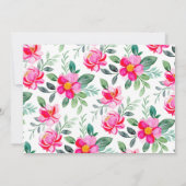 Roze waterverf bloemenscript voor douche bruid bedankkaart (Achterkant)