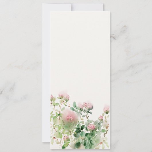 Roze Waterverf Bloementuin Bruiloft Menu Kaart (Achterkant)