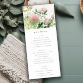 Roze Waterverf Bloementuin Bruiloft Menu Kaart