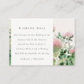 Roze Waterverf bloementuin Bruiloft Wishing Well Informatiekaartje (Voorkant)