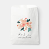 Roze Waterverf bloementuin Dank u Bedankzakje (Voorkant)