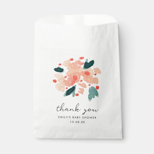 Roze Waterverf bloementuin Dank u Bedankzakje (Voorkant)
