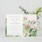 Roze Waterverf bloementuin repetitie diner Kaart (Staand voorkant)