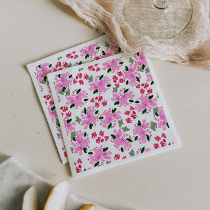 Roze Waterverf Bloementuin Servetten